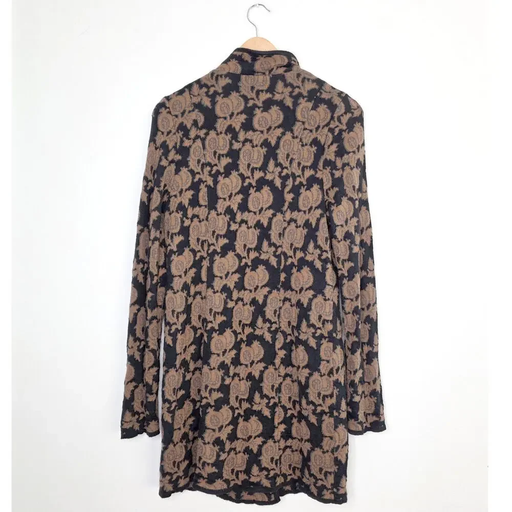 Peruvian Connection Large Alpaca Silk Pima Cotton Floral Long Cardigan Sweater